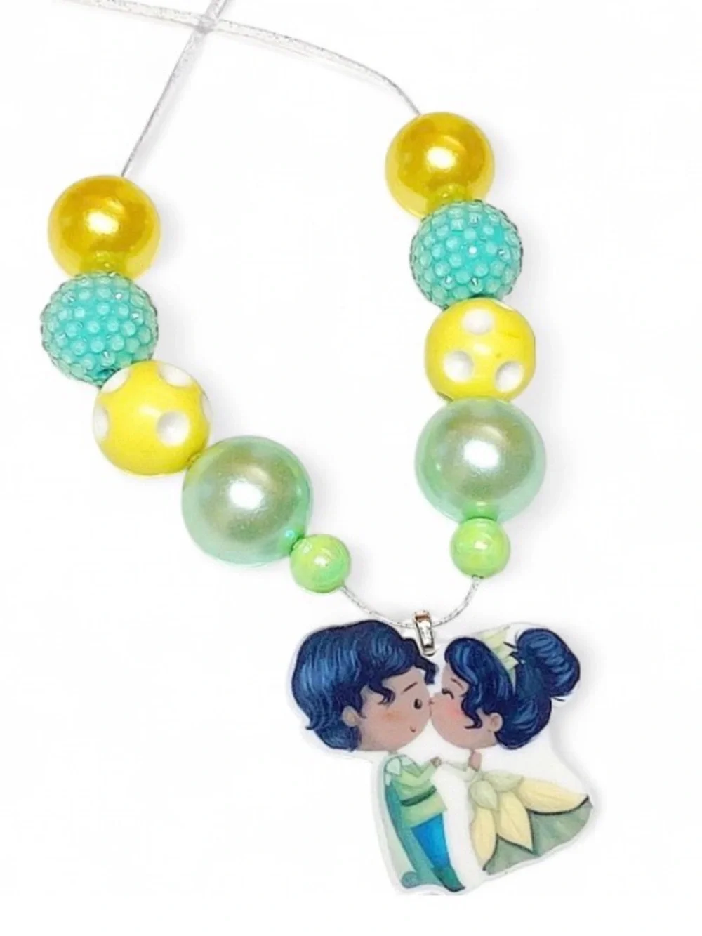 Handmade Disney Princess Tiana Bubblegum Necklace Adjustable Kids Jewelry